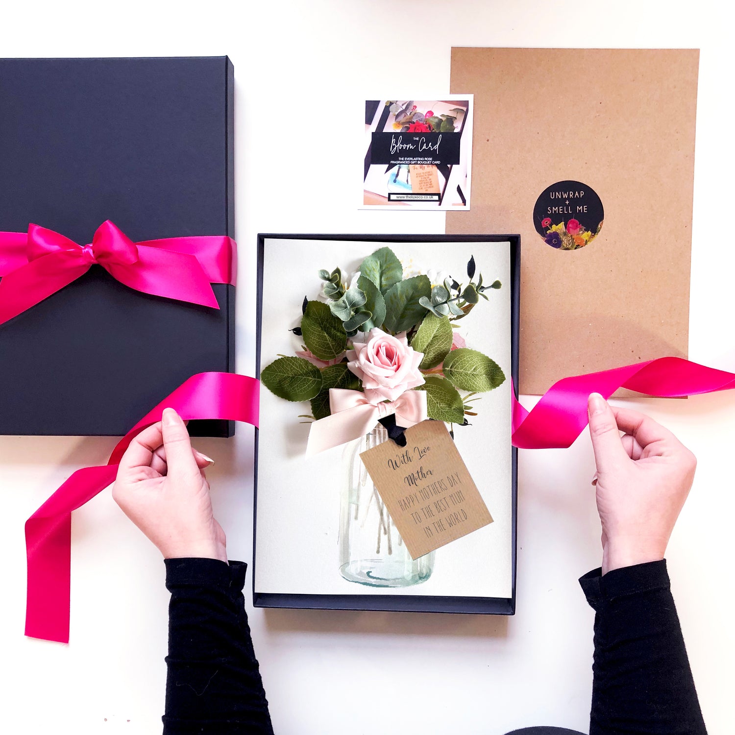 Luxury Handmade Birthday Cards with blush velvet rose