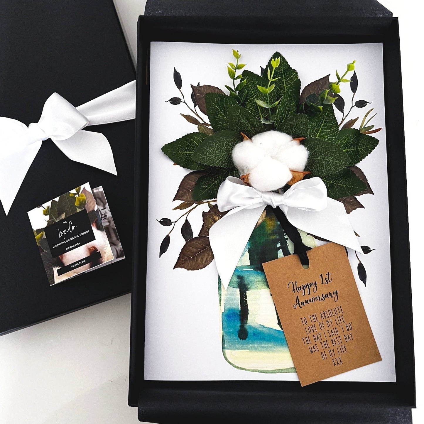 Luxury personalised Cotton Flower Boxed Card | The Luxe Co
