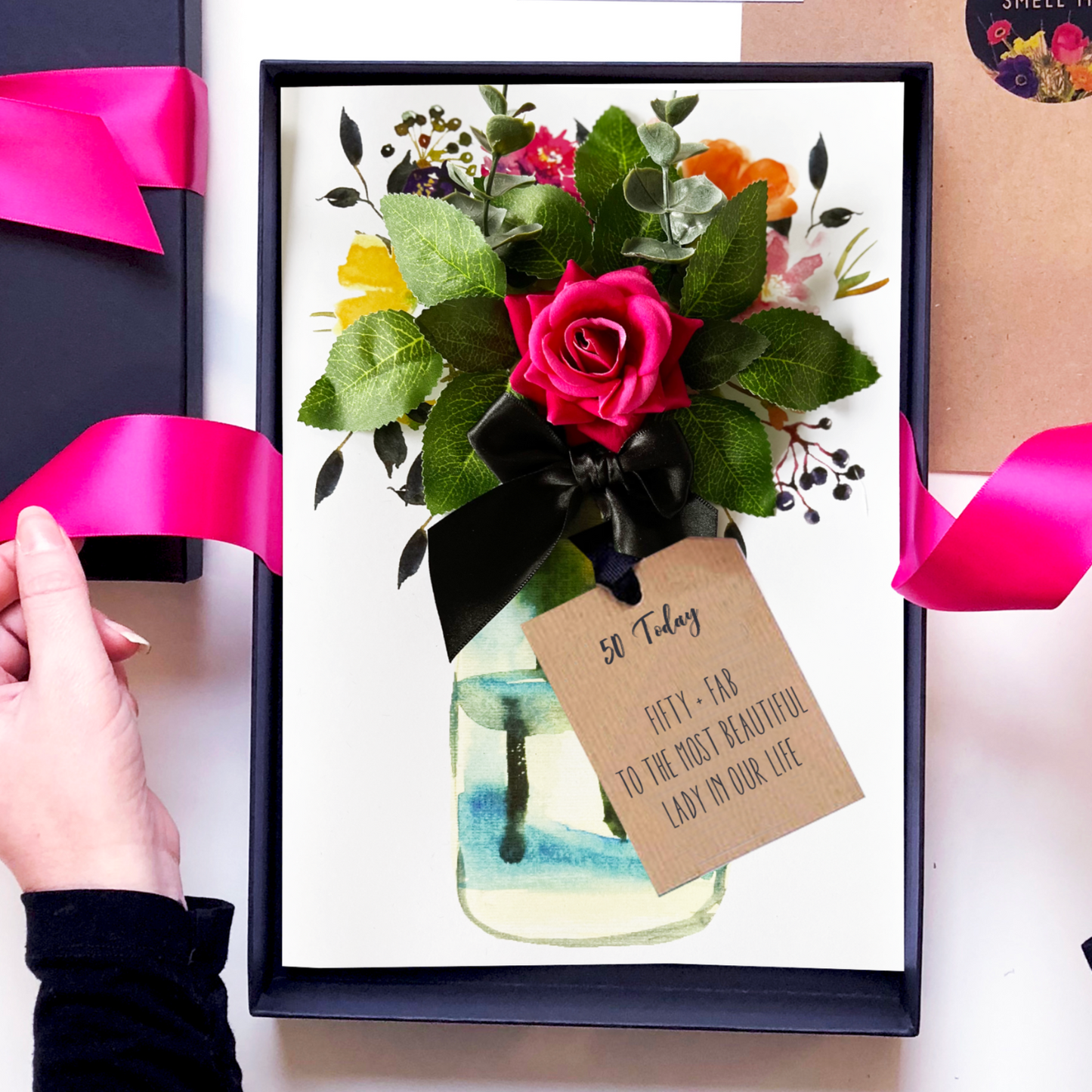 Special 80th Scented Birthday Card for Her "Bloom Hot Pink"