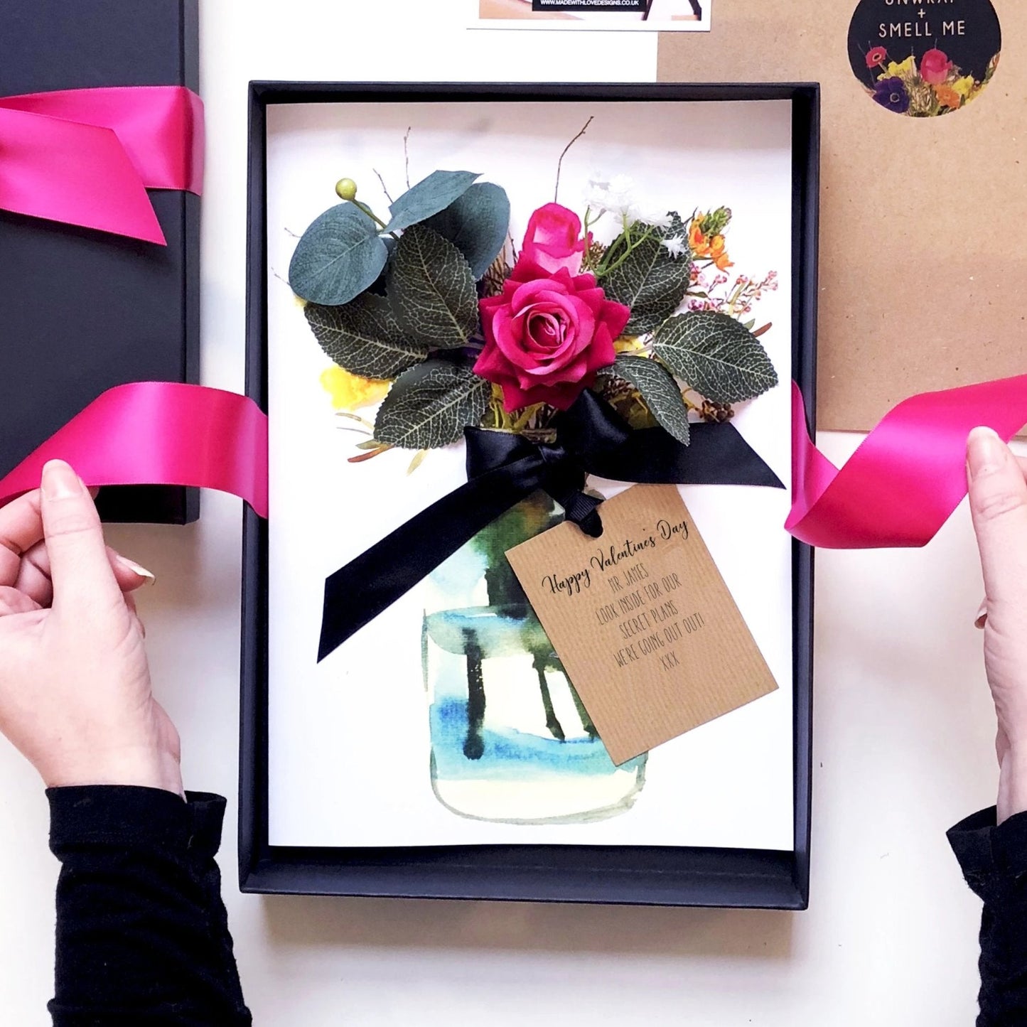 Scented Hot Pink Velvet Rose 50th Anniversary Card