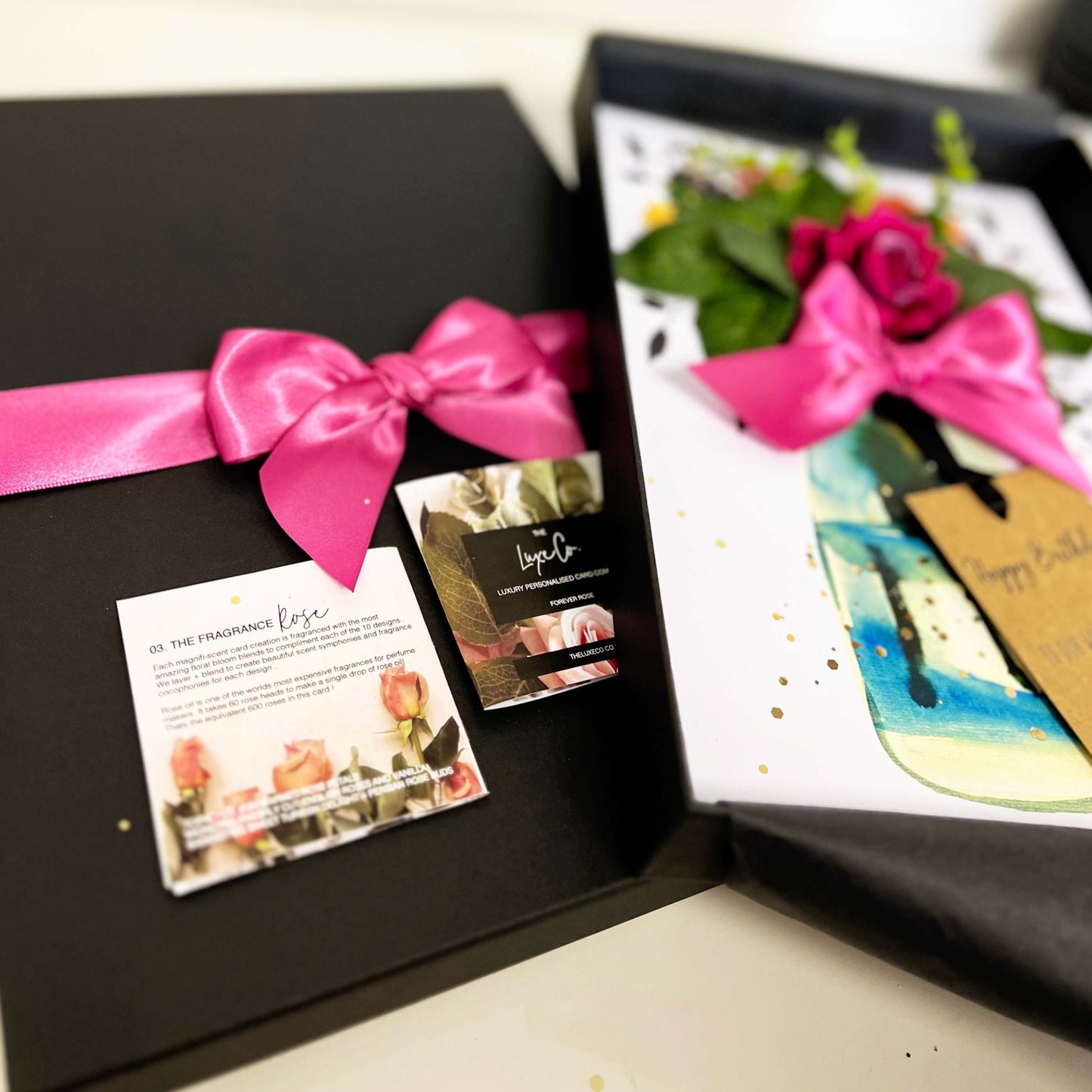 Boxed Hot Pink Scented Rose Card