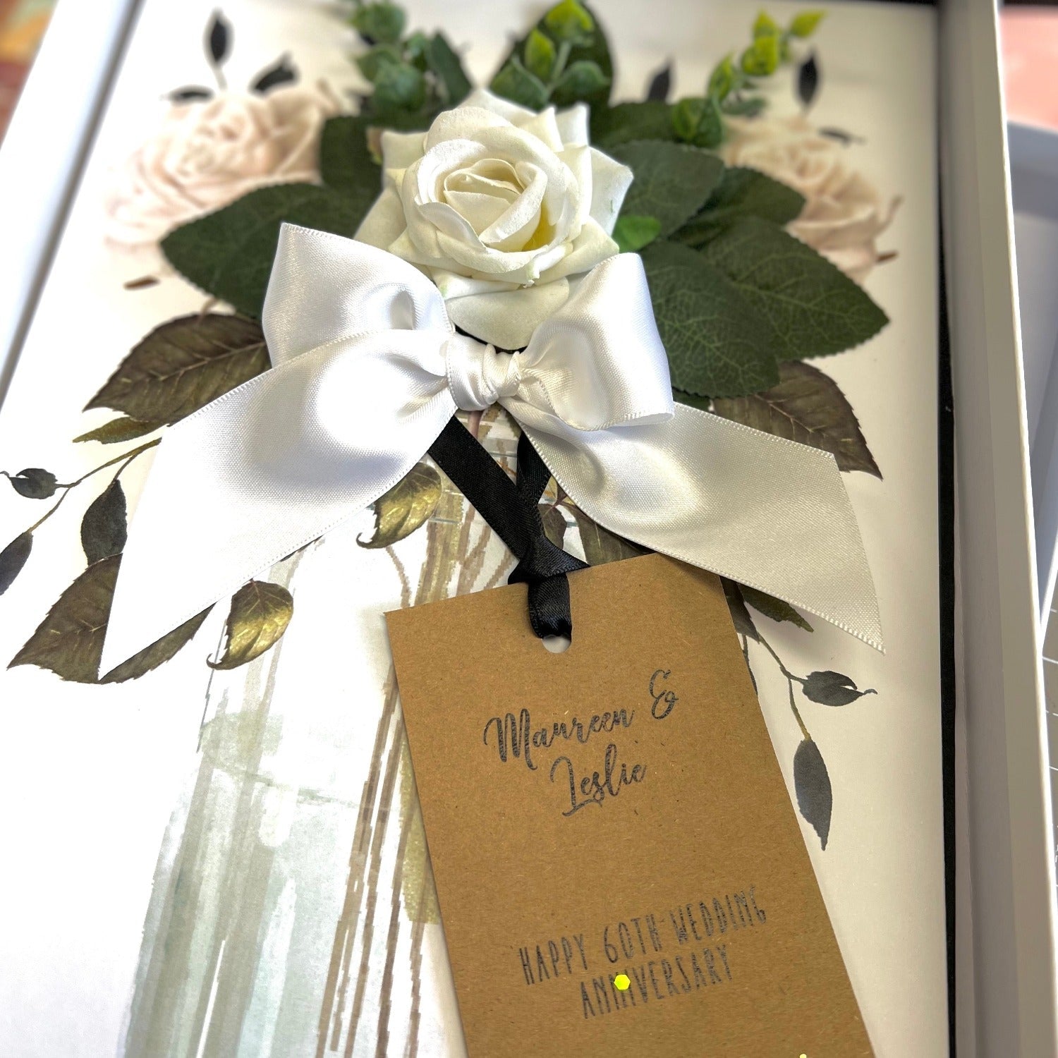 Rose Diamond Anniversary Card with scented ivory rose