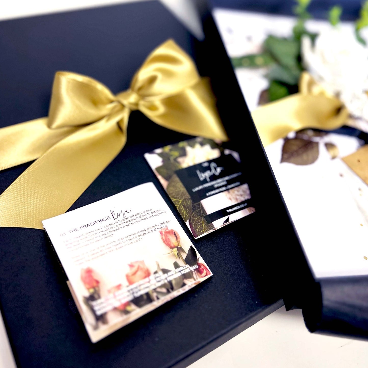 Bloom Opulence Boxed Luxury Golden 50th anniversary cards in beautiful box tied with gold sash