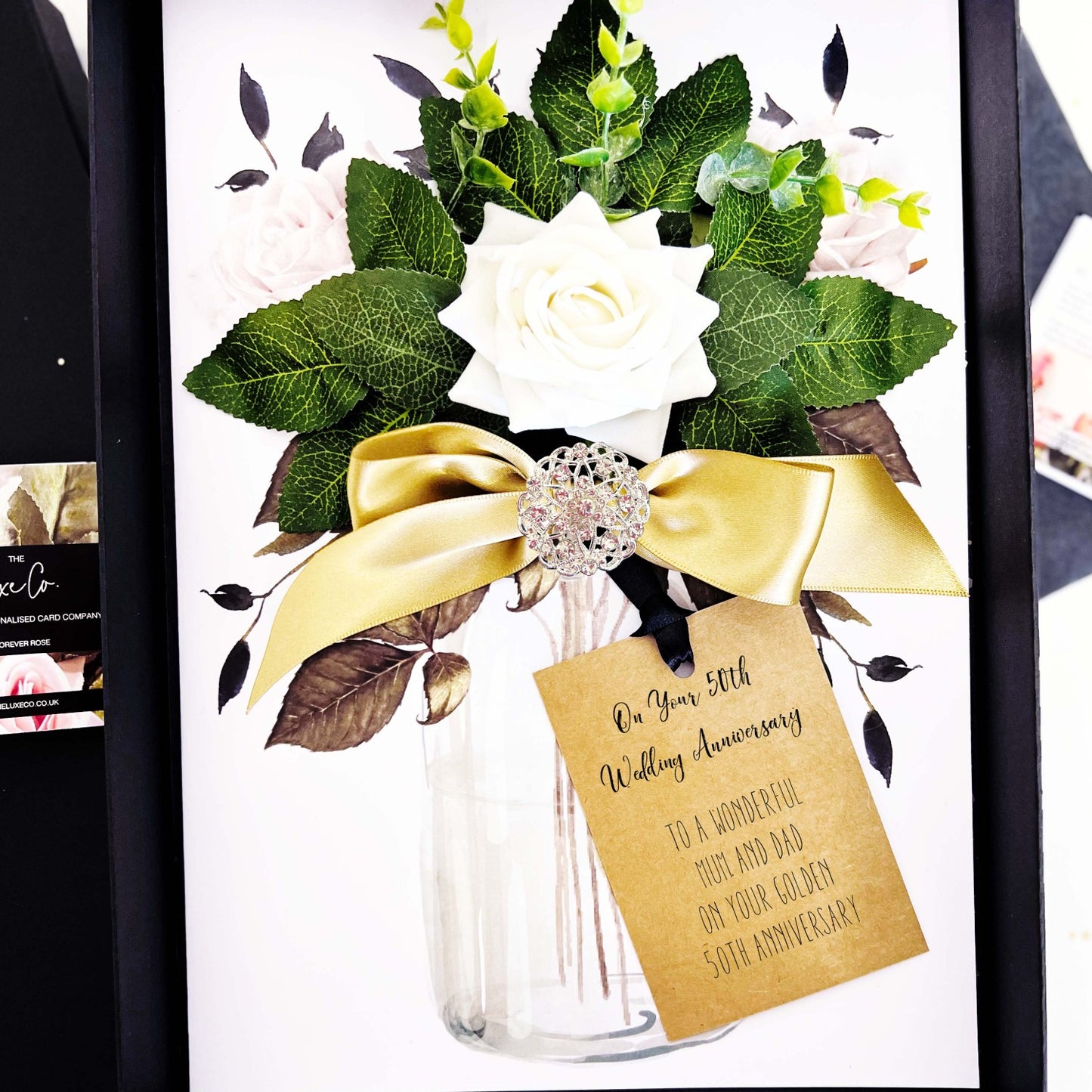 Luxury Opulence Golden 50th wedding anniversary card
