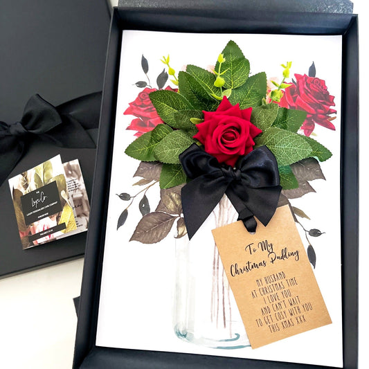 Bloom Handmade Scented Christmas Card with Red Velvet Rose Boxed