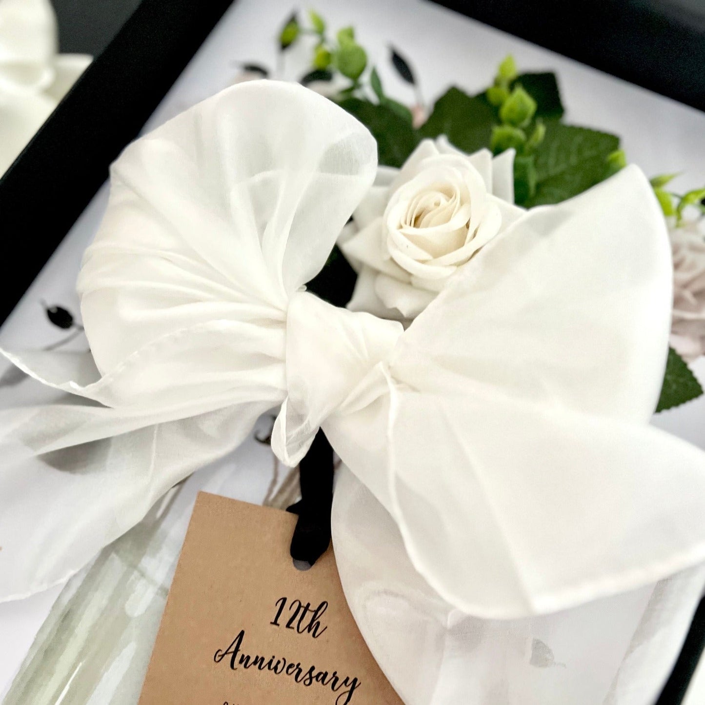 Luxury 60th silk wedding anniversary card handmade with rose and pure mulberry silk for a special Diamond Anniversary gift