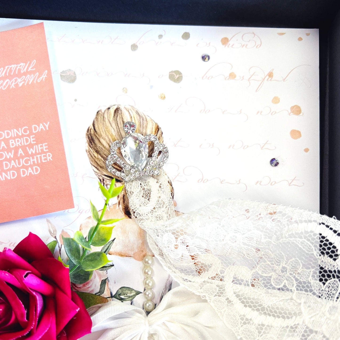 Handmade Personalised Today a Bride, Always a Daughter Wedding Keepsake Card