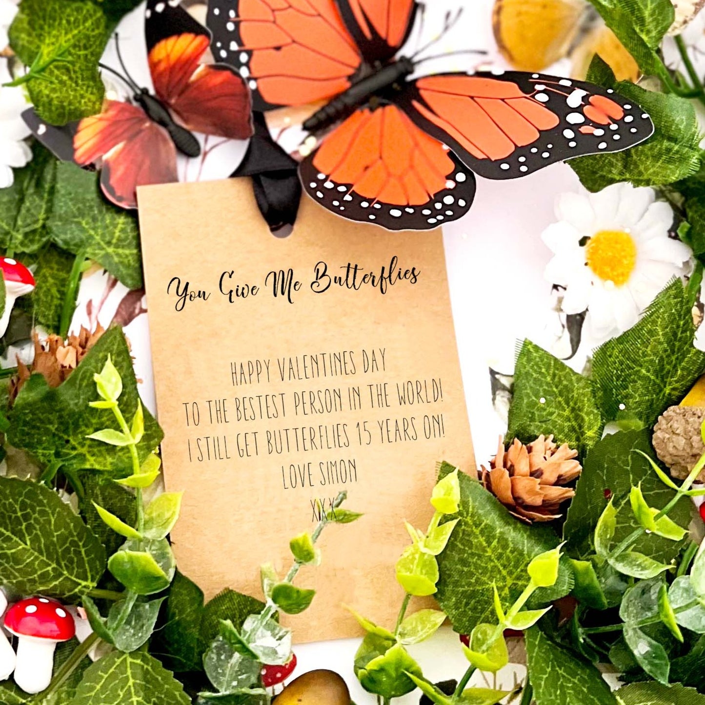 Luxury Personalised you give me butterflies valentines card