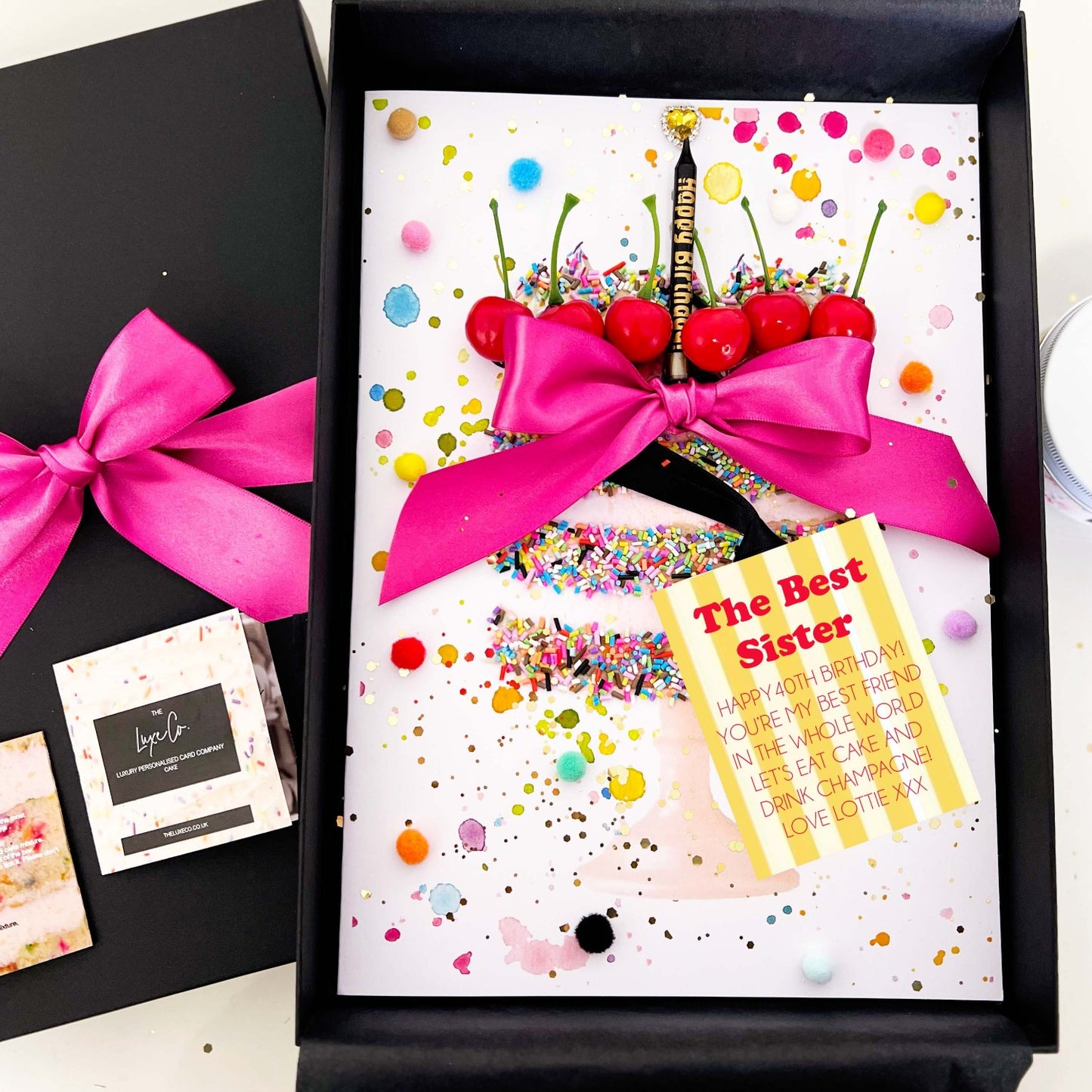 Colourful 40th Birthday Cake Card for Sister