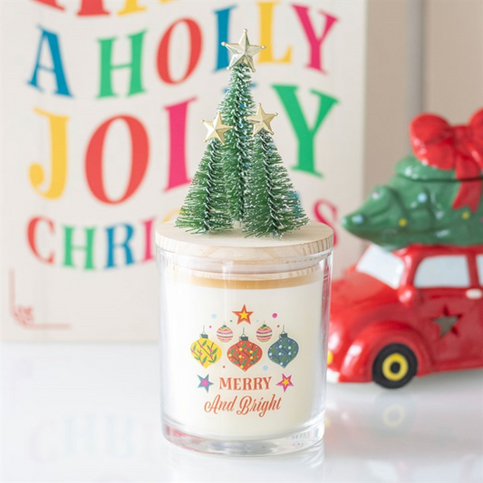 Merry and Bright Bauble Cinnamon & Spice Christmas Candle with Tree