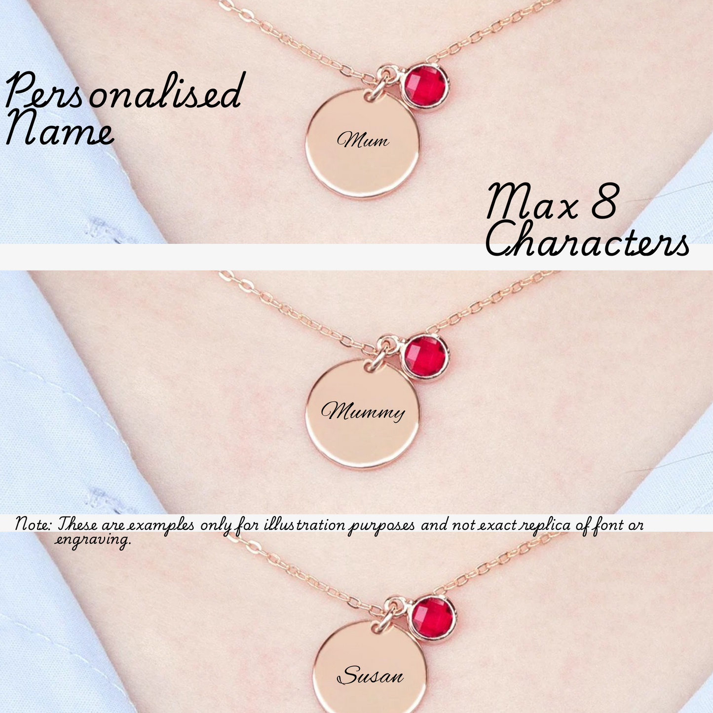 Personalised Mum / Name Birthstone Necklace (925 Sterling Silver)