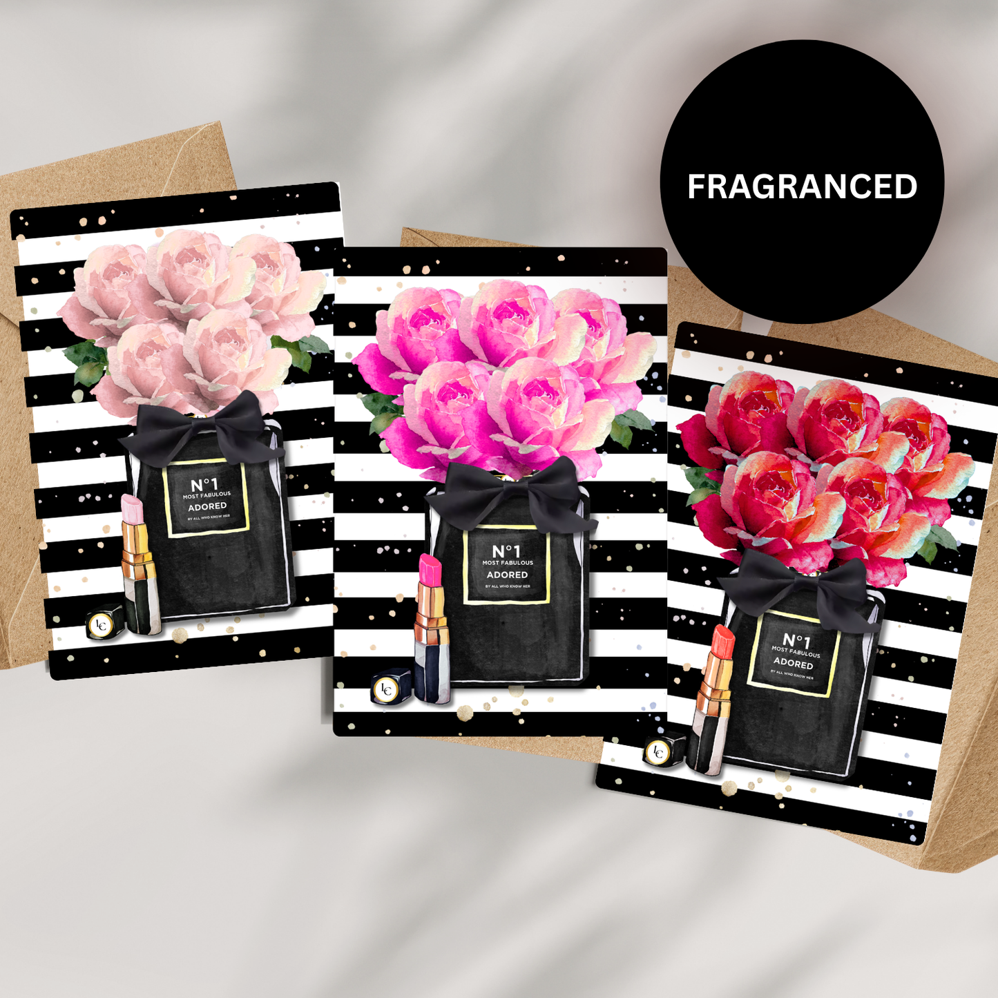 Scented A5 Card with envelope Panache Red Roses