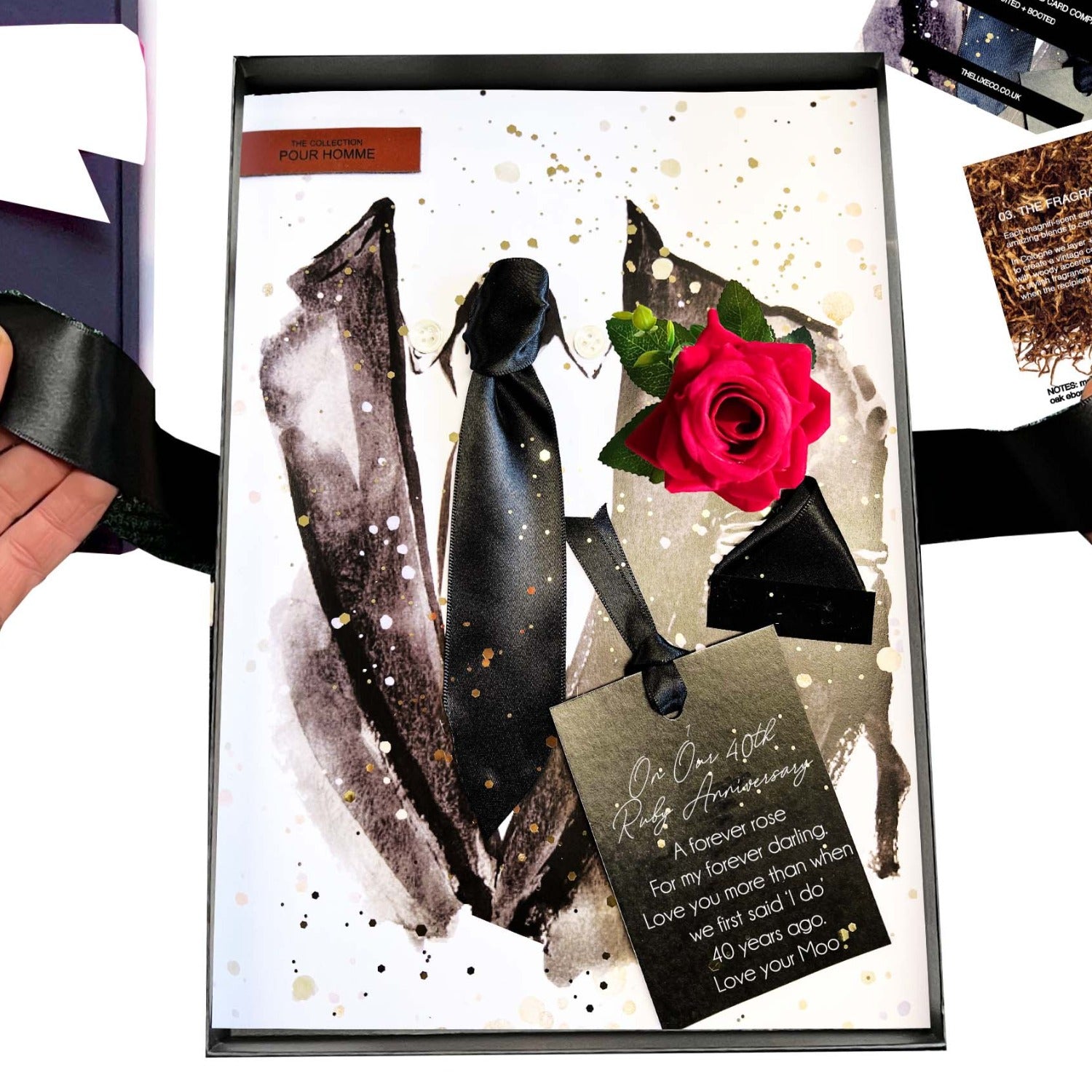 Husband anniversary gift for him - luxury boxed forever rose scented card for 1st anniversary | The Luxe Co