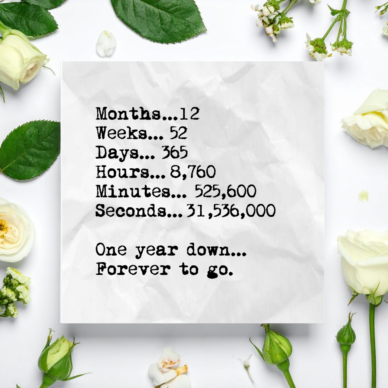 365 Days Paper 1st First Typewriter Wedding Anniversary Card