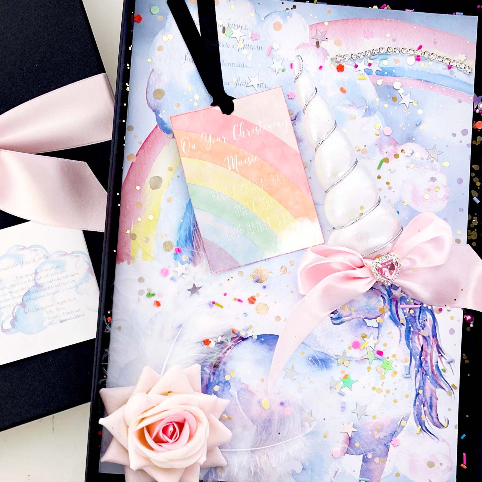 Handmade Personalised Unicorn Christening Baptism Card