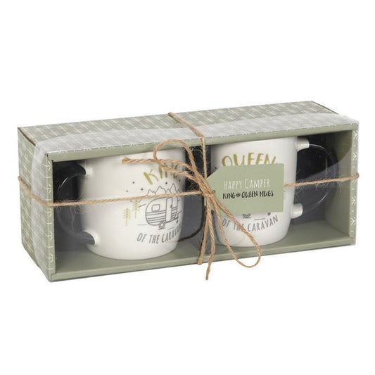 Boxed King and Queen Couples Caravan Mug Set