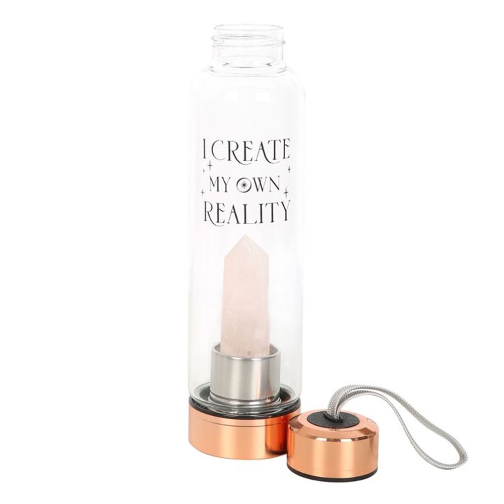 Rose Quartz Crystal Create My Own Reality Glass Water Bottle