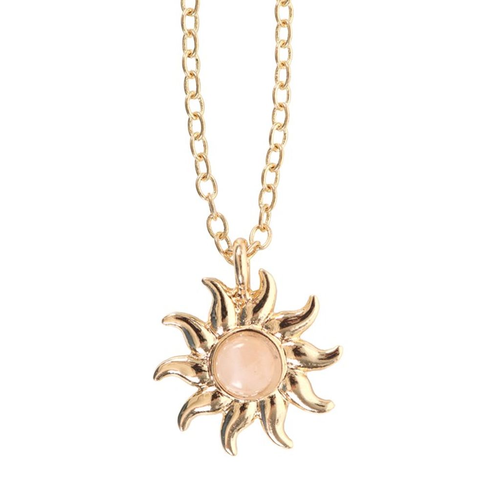 Tarjeta de collar de cuarzo rosa celestial del sol