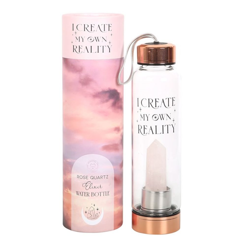 Rose Quartz Crystal Create My Own Reality Glass Water Bottle