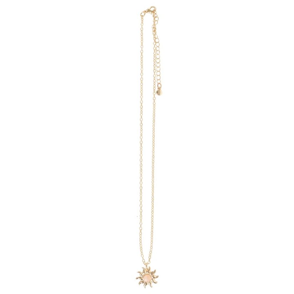 Tarjeta de collar de cuarzo rosa celestial del sol