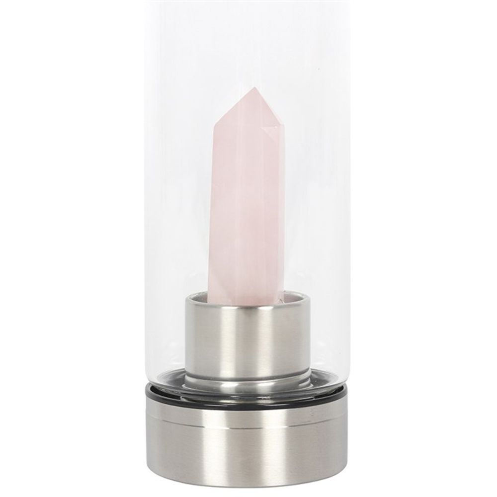 Rose Quartz Crystal Purifying Glass Water Bottle