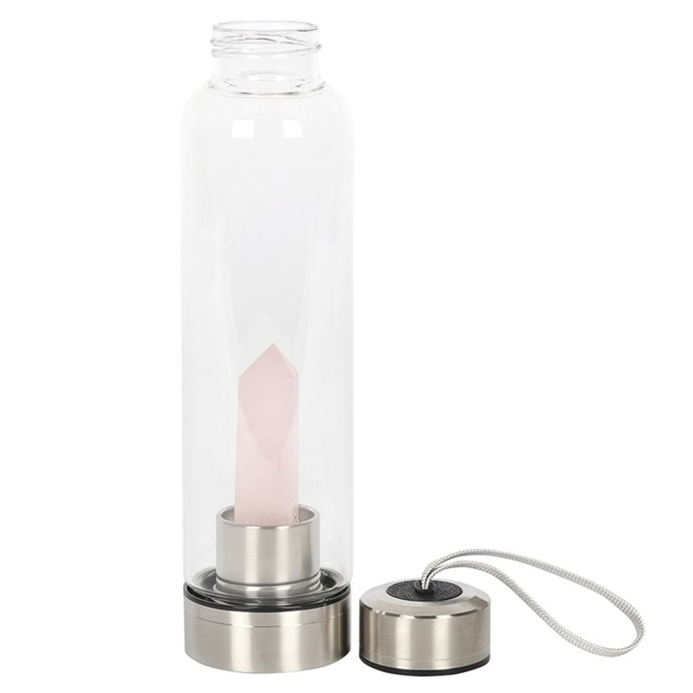 Rose Quartz Crystal Purifying Glass Water Bottle