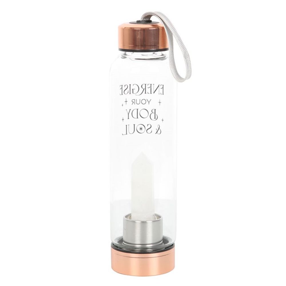 Clear Quartz Crystal Body and Soul Glass Water Bottle