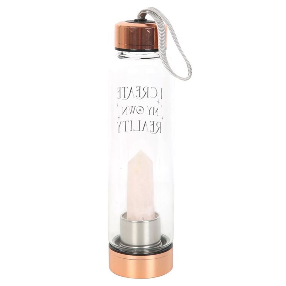 Rose Quartz Crystal Create My Own Reality Glass Water Bottle