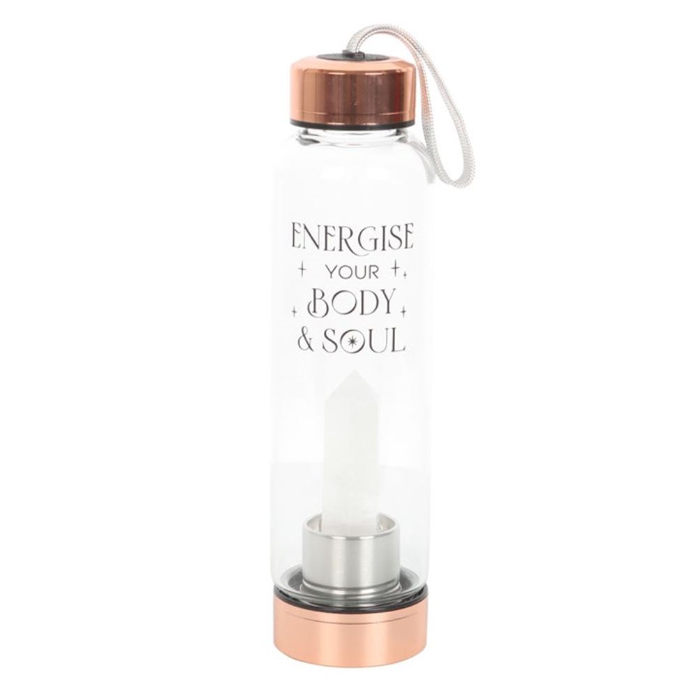Clear Quartz Crystal Body and Soul Glass Water Bottle
