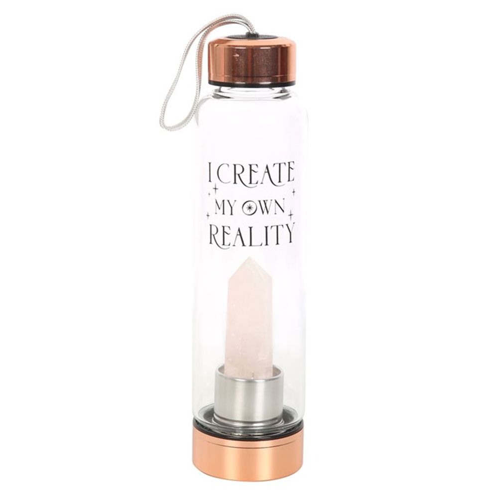 Rose Quartz Crystal Create My Own Reality Glass Water Bottle