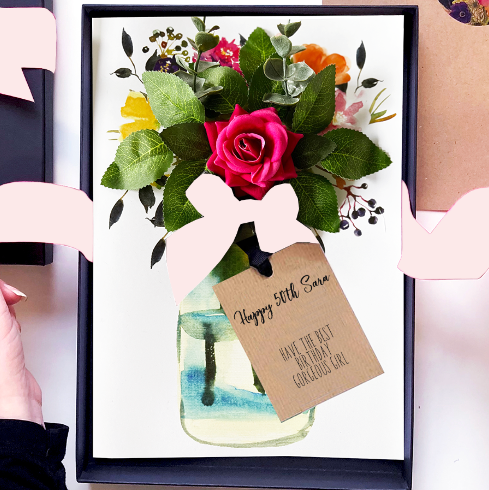 Happy 50th birthday rose Personalised card | The Luxe Co