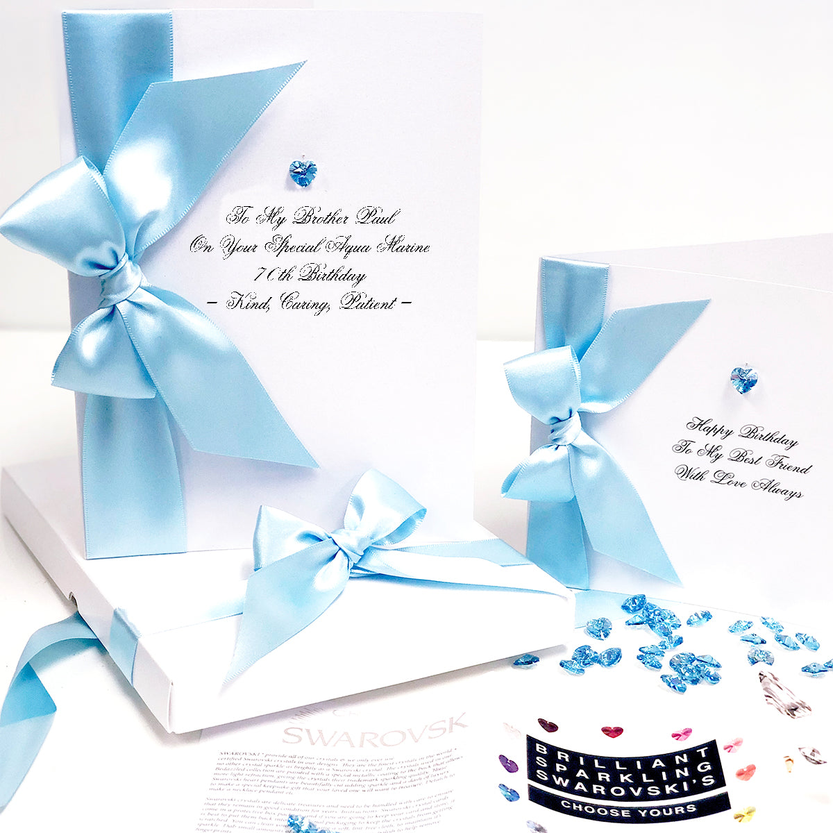 Personalised 70th birthday card for brother design in pale blue