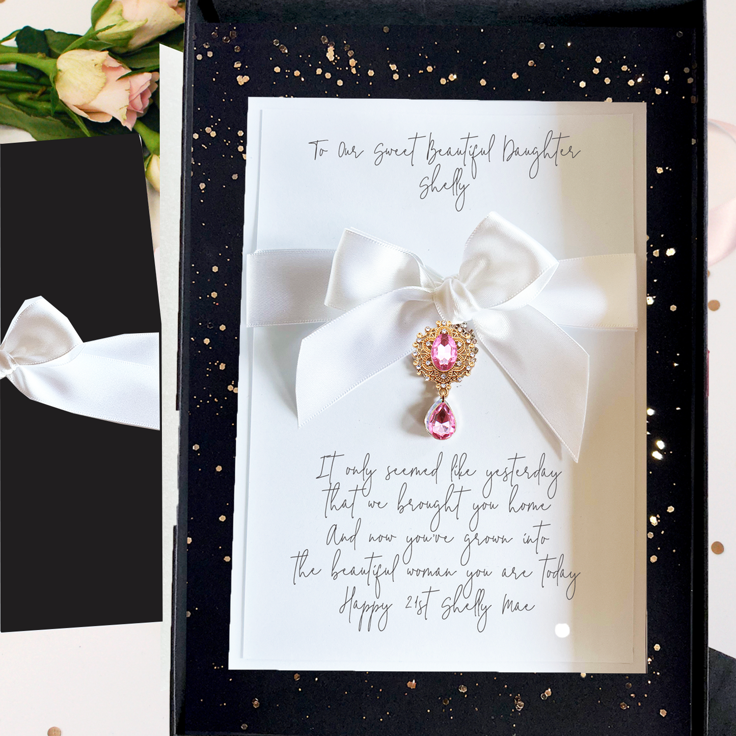 Bijoux Guys Colours Personalised Crystal Drop Birthday Card - Boxed