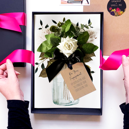 Scented ivory rose engagement bouquet card | say it with flowers | The Luxe Co