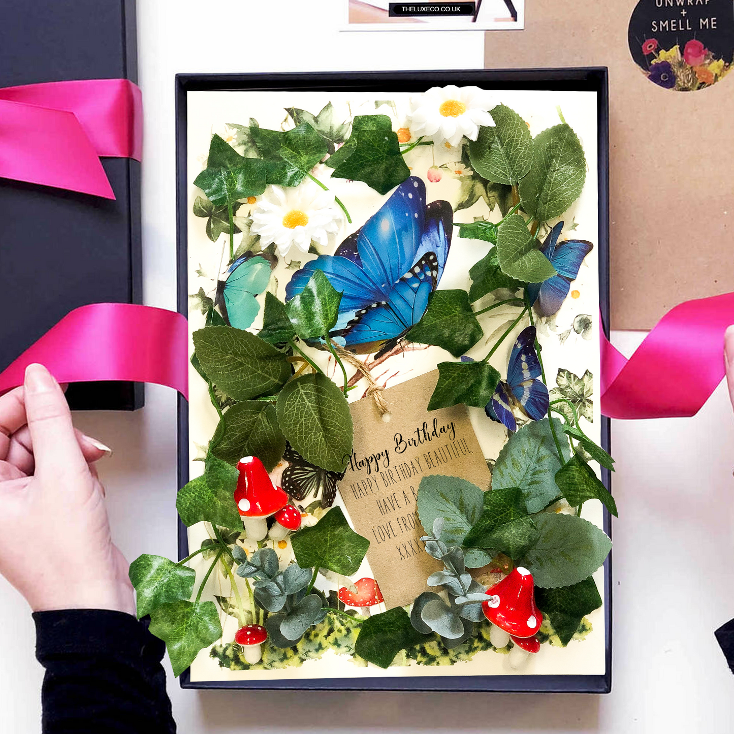 Personalised unique anniversary card scented in woodland fragrances by The Luxe Card Co