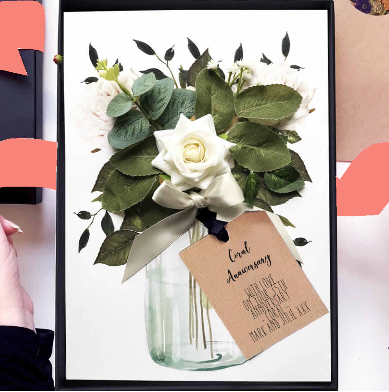 ivory rose and coral anniversary card \ 35th wedding anniversary | The Luxe Co