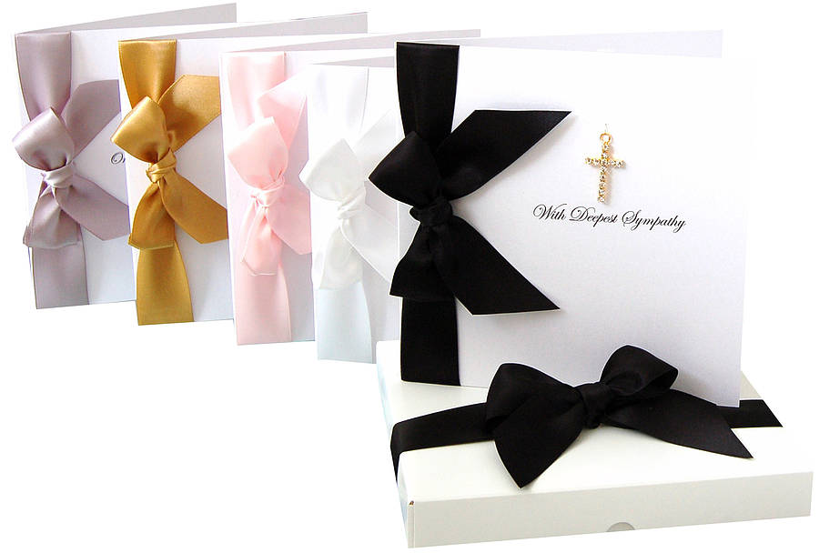 Personalised gold cross sympathy cards | 24k gold plated Funeral cards