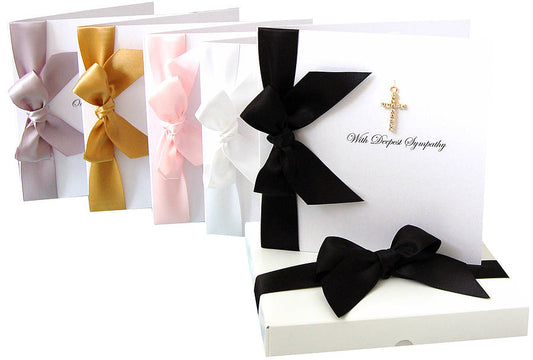 Personalised gold cross sympathy cards | 24k gold plated Funeral cards