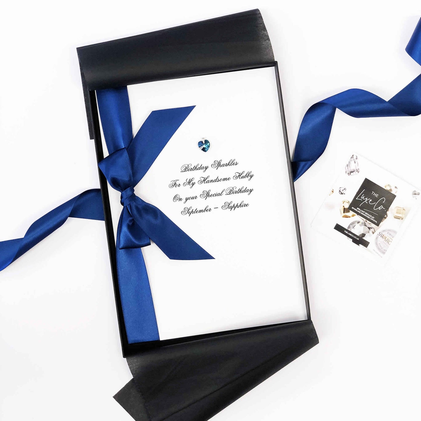 September Birthstone Sapphire Swarovski Crystal Boxed Bedazzled Birthday Card