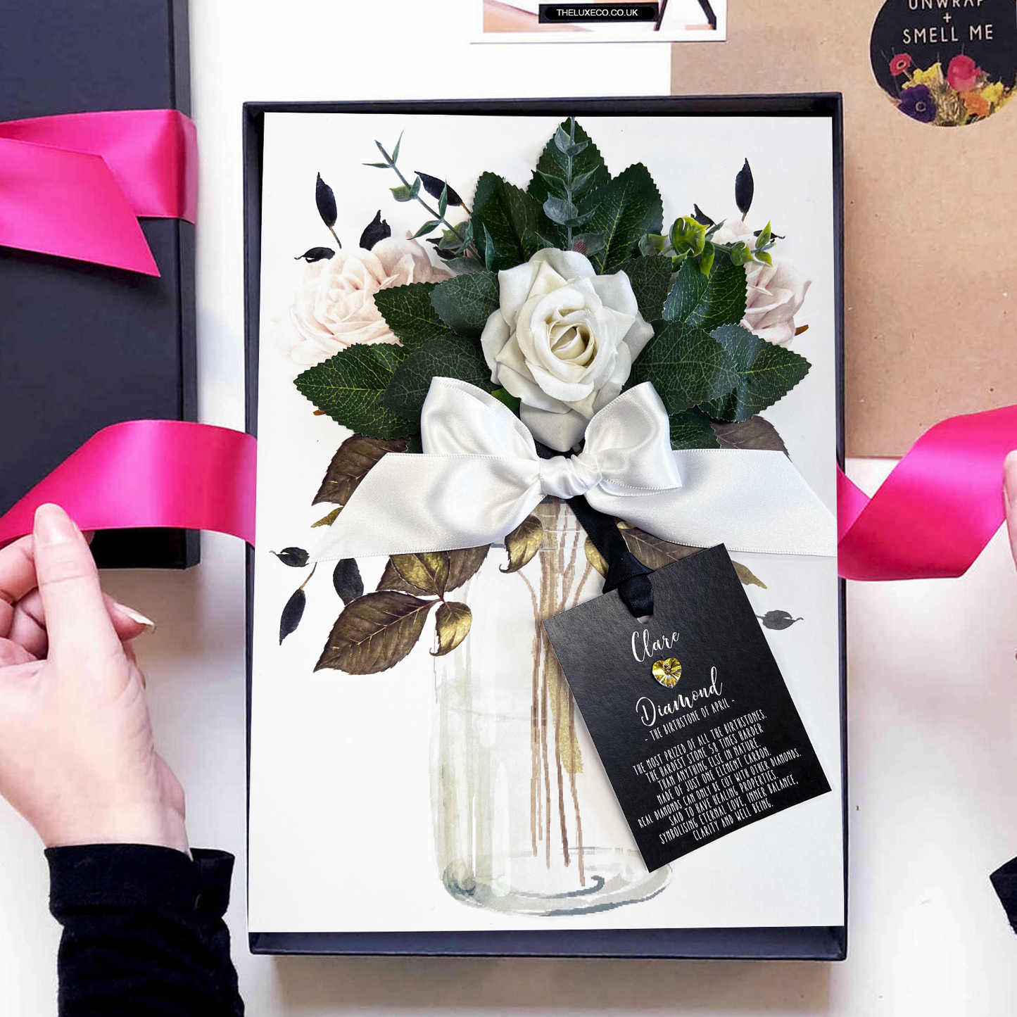 April Birthstones + Flowers Gift Boxed Birthday Card