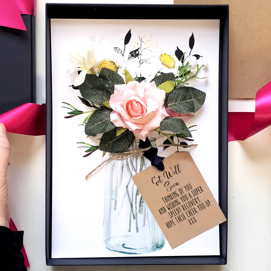 Handmade get well soon scented blush rose bouquet card - theluxeco.co.uk