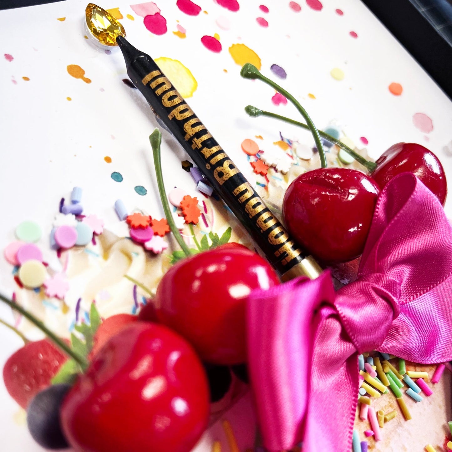 Luxury cherry birthday cake card | Scented birthday cards by The Luxe Co