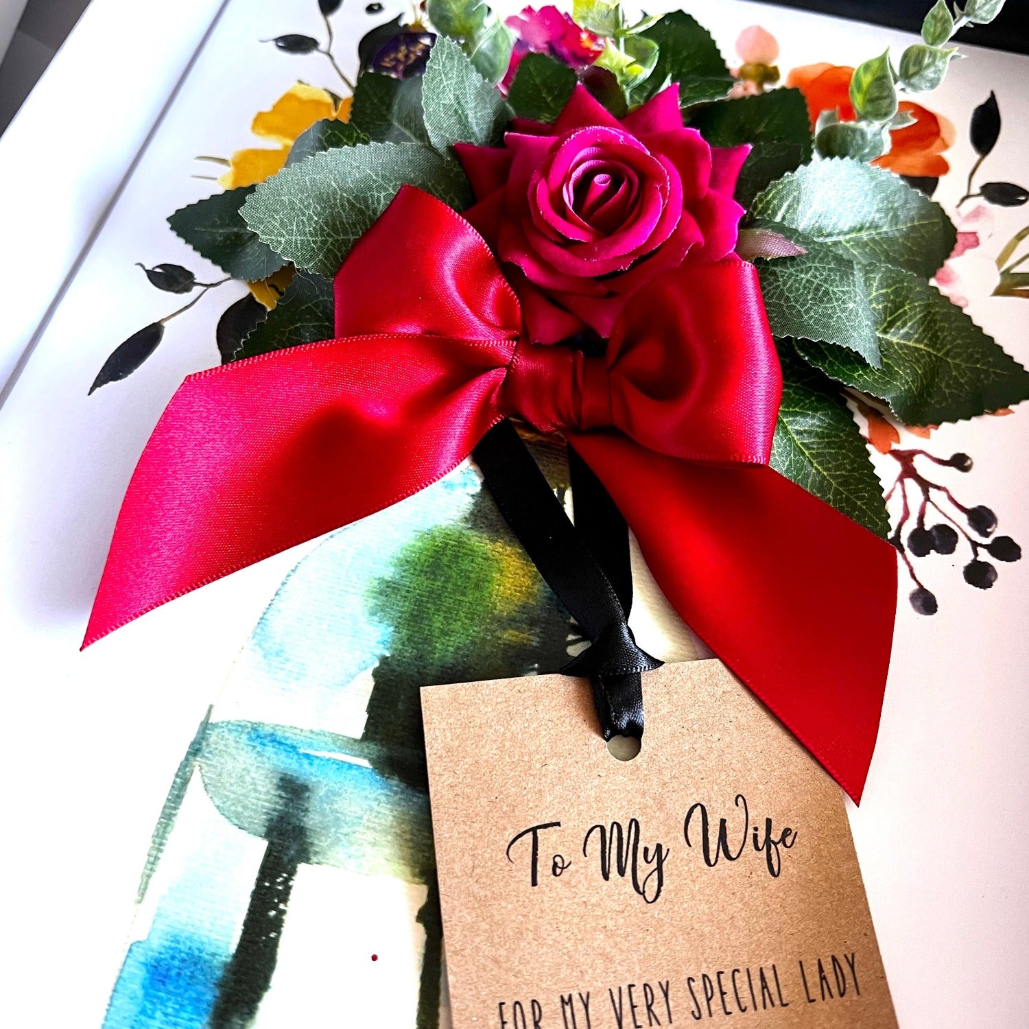 Wife birthday card - hot pink scented forever rose