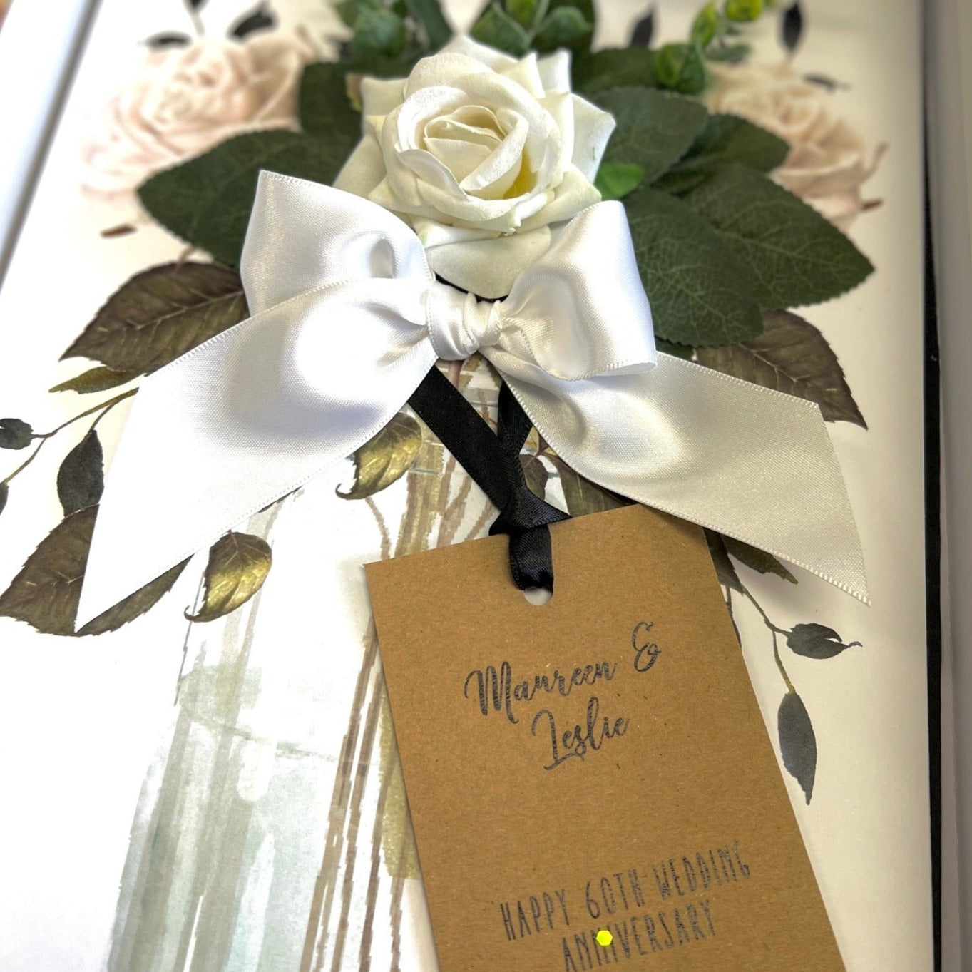 Rose Diamond Anniversary Card with scented ivory rose