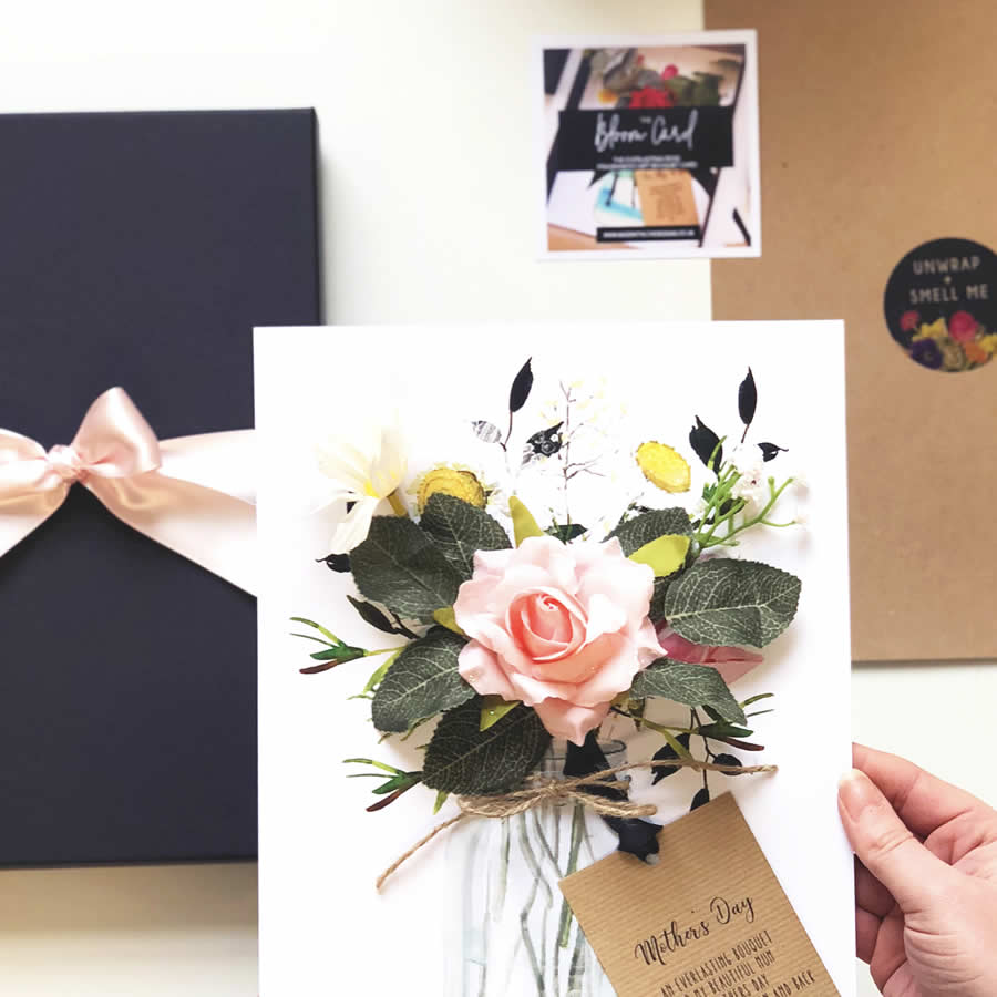 Handmade get well soon scented blush rose bouquet card - theluxeco.co.uk