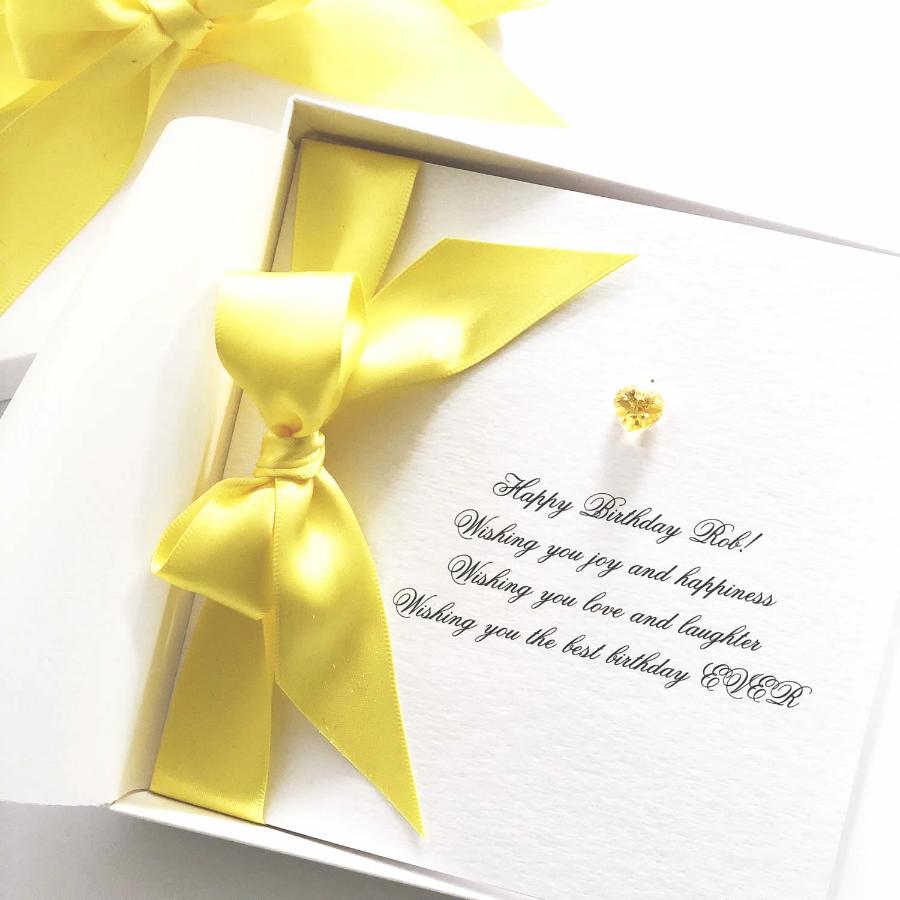 November Birthstone Citrine Swarovski Crystal Boxed Bedazzled Birthday Card