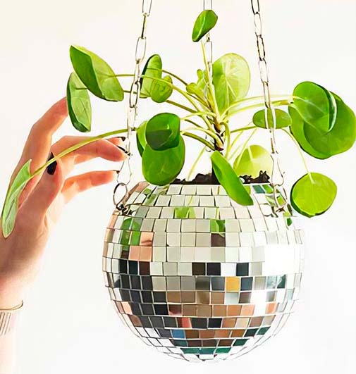 Disco Ball Hanging Plant Pot