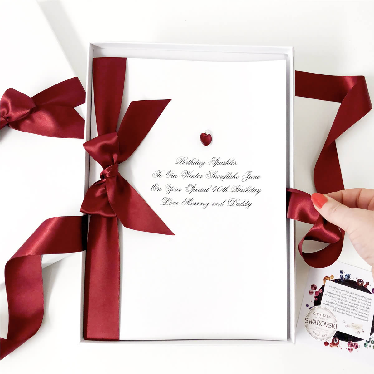 Gorgeous deep garnet birthstone birthday cards for January birthdays handmade with birthstone for January Garnet | The Luxe Co