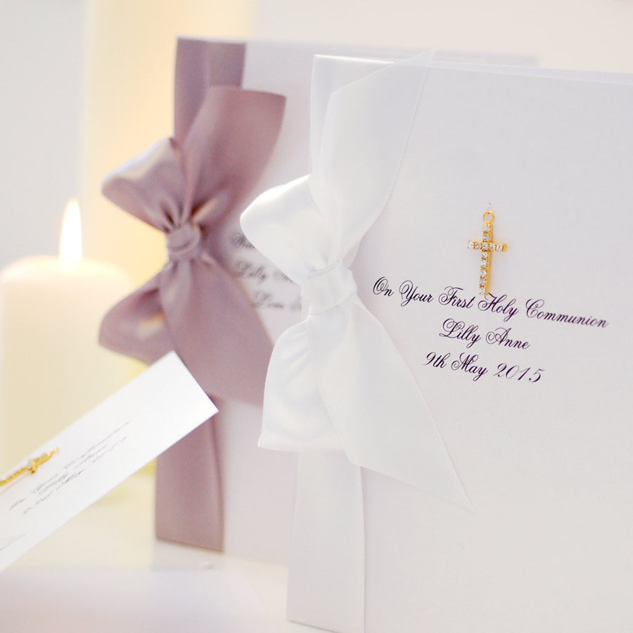 Gold Diamante Cross Boxed Religious Card - theluxeco.co.uk