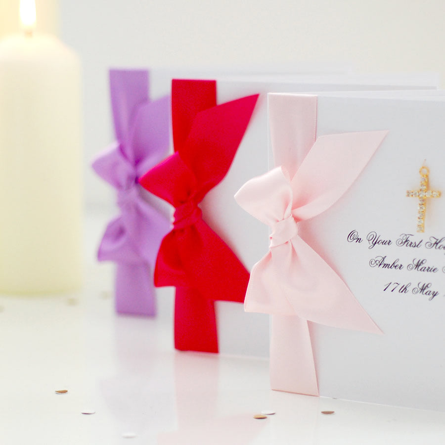 Gold Diamante Cross Boxed Religious Card - theluxeco.co.uk